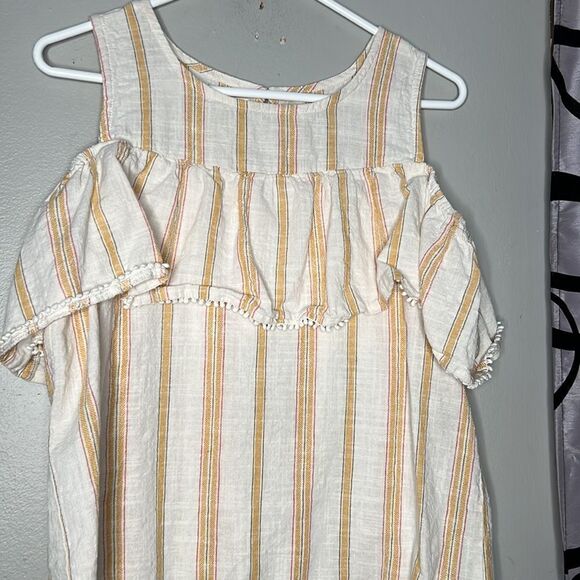 Maurices yellow stripe cold shoulder blouse medium - Picture 4 of 10